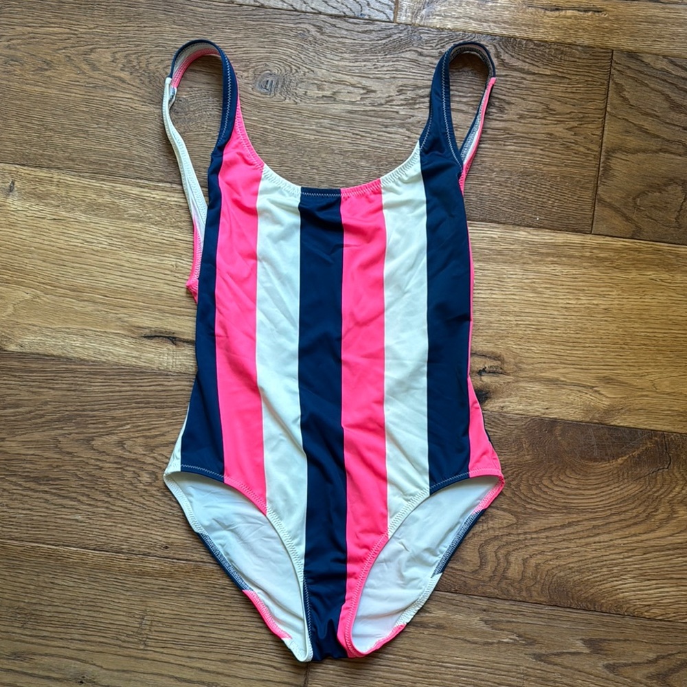 Solid and Striped Anne Marie Navy, Pink, Cream one piece